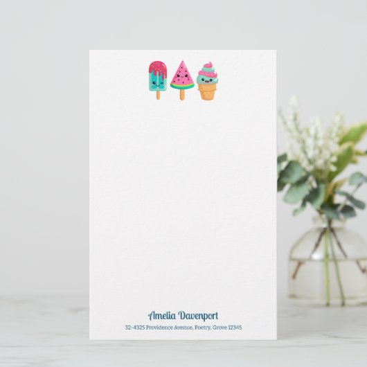 Yummy Ice Cream Trio Zomer Vibe Briefpapier (Staand voorkant)