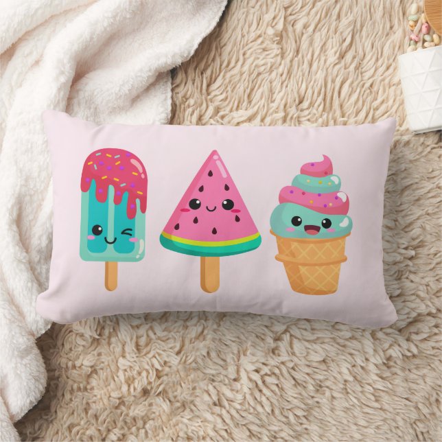 Yummy Ice Cream Trio Zomer Vibe Kussen (Deken)