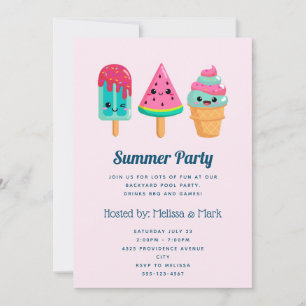Yummy Ice Cream Trio Zomer Vibe Party Kaart