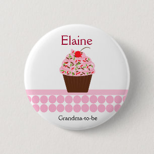 Yummy NAAMPLAATJE Cupcake personaliseerde Button