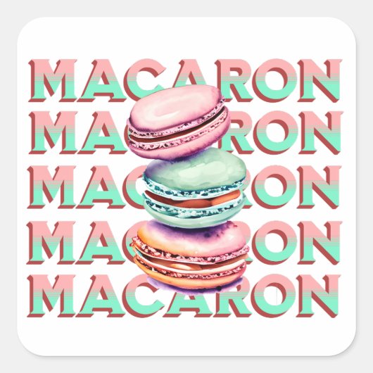 Yummy Pastel Macaron Cookies met  Vibe Vierkante Sticker (Voorkant)