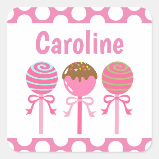 Yummy Pink Cake Poppen Gepersonaliseerde Stickers (Voorkant)