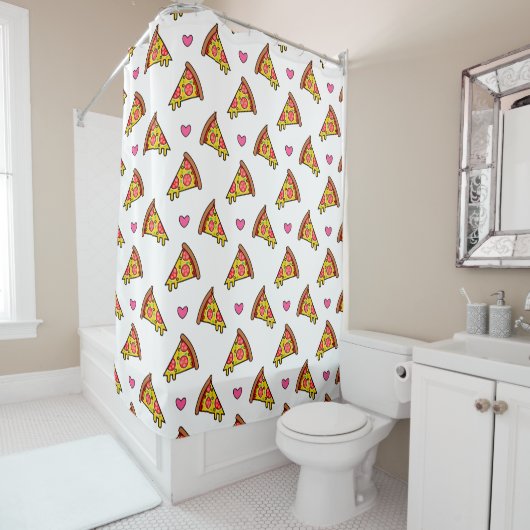 Yummy Pizza Slices Pattern Douchegordijn (In situ)
