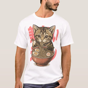 Yummy Ramen Kitten Witte T-shirt