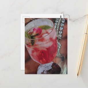 Yummy Rose Drink en Jewels Mixed Media Collage Briefkaart