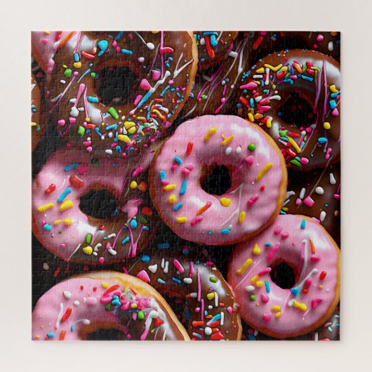 Yummy Roze en Chocolade Donuts met Sprinkles Legpuzzel (Verticaal)