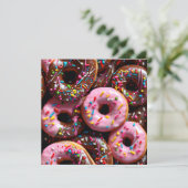 Yummy Roze en Chocolade Donuts Verjaardag (Staand voorkant)