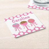 Yummy roze Poppen Papier Onderzetters (Schuin)