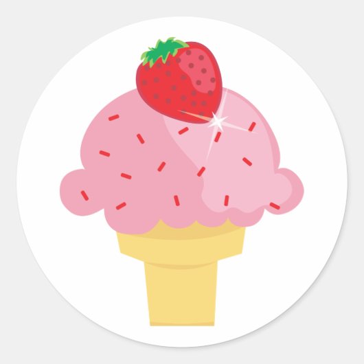Yummy Strawberry Ice Cream Cone Stickers (Voorkant)