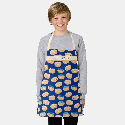 Yummy Sufganiyot Jelly Donuts Hanukkah Pattern Schort (Gedragen)