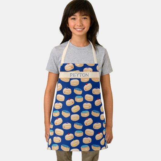 Yummy Sufganiyot Jelly Donuts Hanukkah Pattern Schort (Insitu)