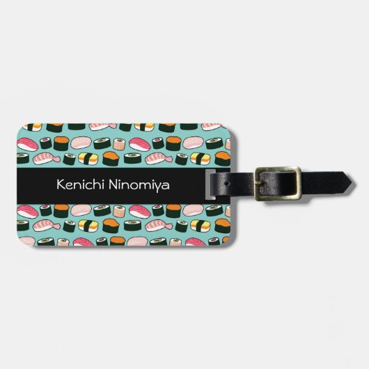 Yummy Sushi Fun Illustrated Pattern Bagagelabel (Voorkant horizontaal)
