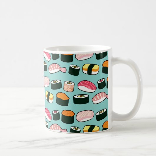 Yummy Sushi Fun Illustrated Pattern Koffiemok (Rechts)