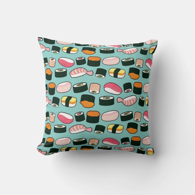 Yummy Sushi Fun Illustrated Pattern Kussen (Voorkant)