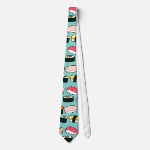 Yummy Sushi Fun Illustrated Pattern Stropdas