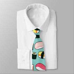 Yummy Sushi Fun Illustrated Pattern Stropdas