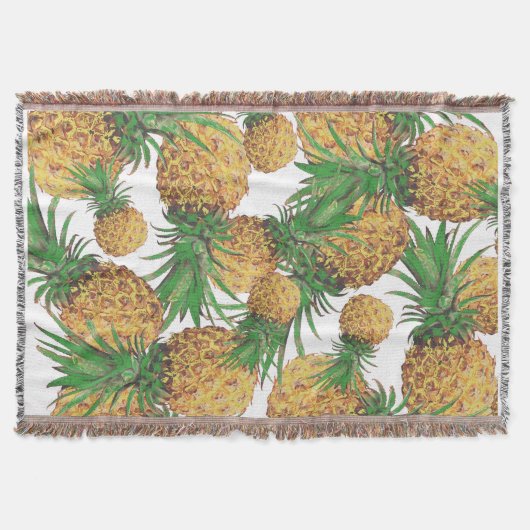 Yummy Tropical Pineapple Pattern Throw Blanket Deken (Voorkant)