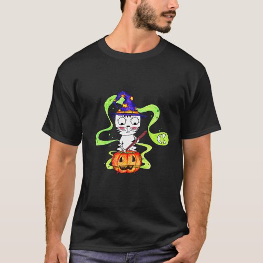 Yuna Cat en de liefdespositie in Halloween T-shirt (Voorkant)
