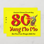 Yung No Mo 80e verjaardag Briefkaart Uitnodiging (Voorkant / Achterkant)