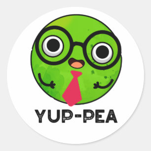 Yup-pea Funny Yuppie Veggie Pea Pun Ronde Sticker