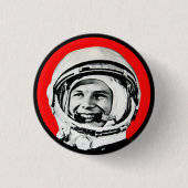Yuri Gagarin - Sovjet Hero & Cosmonaut Ronde Button 3,2 Cm (Voorkant)