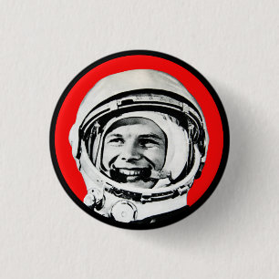 Yuri Gagarin - Sovjet Hero & Cosmonaut Ronde Button 3,2 Cm