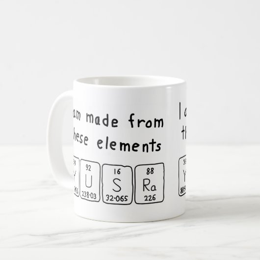 Yusra Periodic Table naam mok (Voorkant links)