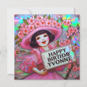 YVONNE ~ Carte d'anniversaire ~ Blossom girl ~