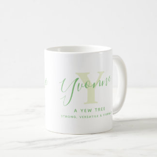Yvonne name meaning and monogram Y green text Koffiemok