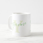 Yvonne name meaning and monogram Y green text Koffiemok (Voorkant links)