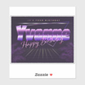 Yvonne Nom Prénom Lila retro Sticker (Feuille)