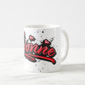 Yvonne red heart graffiti tasse de café (Devant droit)