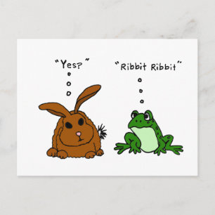 YY- Funny Rabbit and Frog Cartoon Briefkaart