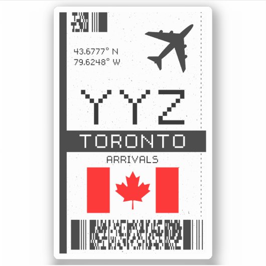 YYZ Toronto, Canada Luchthaven Boarding Pass - Rei Sticker (Voorkant)