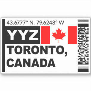 YYZ Toronto Instapkaart - Canada Reizen Sticker