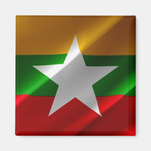 Z002 zwaait Birmese VLAG Myanmar, Fridge Magnet Magneet