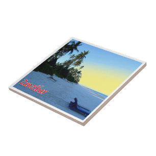 Z013 ZANZIBAR, strand aan de oostkust, Tanzania, Tegeltje