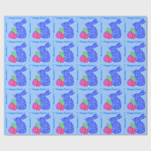 Z Aangepaste blauwe paaseieren Cadeaupapier (Vlak)