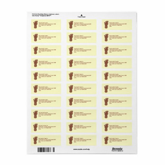 Z Bigfoot Sasquatch Track Geeky Mailing Supplies Etiket (Full Sheet)