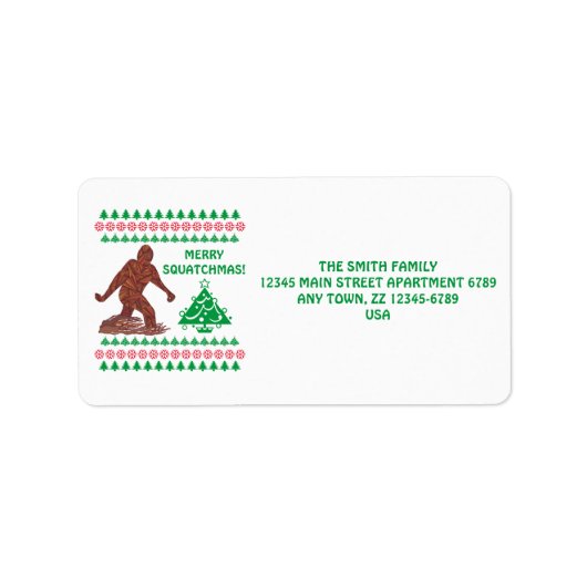 Z Bigfoot Walking Sasquatch Grappige Kerst Etiket (Voorkant)