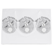 Z Black and White Snowman Cute Holiday Large Cadeauzakje (Voorkant)