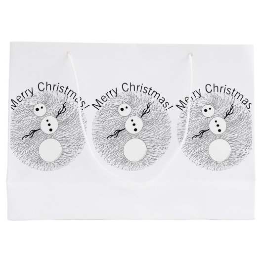 Z Black and White Snowman Cute Holiday Large Cadeauzakje (Achterkant)