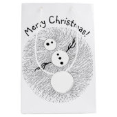 Z Black and White Snowman Kerstfeestdag Medium Cadeauzakje (Voorkant)