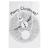 Z Black and White Snowman Kerstfeestdag Medium Cadeauzakje (Achterkant)