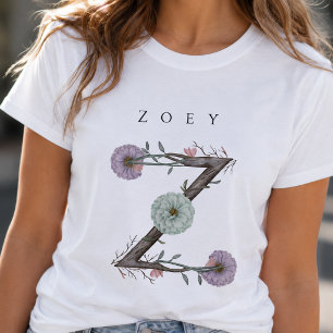 Z Bloemige Monogram Moderne Minimalist T-shirt
