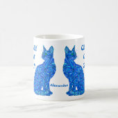 Z Blue Abstract Sitting Cat Crazy Cat Guy Koffiemok (Center)