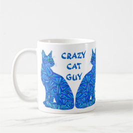 Z Blue Abstract Sitting Cat Crazy Cat Guy Koffiemok