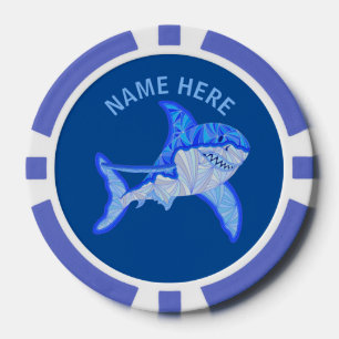Z Blue Great White Shark Kleurrijke Zee Dier Pokerchips