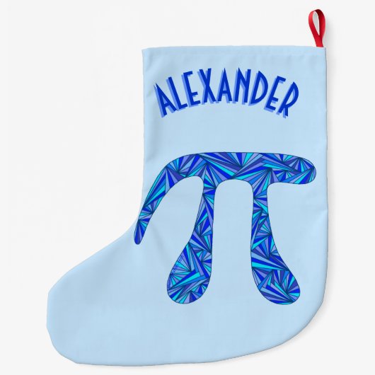 Z Blue Pi Symbol Wiskunde Geek Fun Holiday Voeg ee Grote Kerstsok (Achterkant)