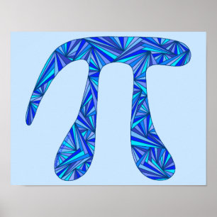 Z Blue Pi Symbol Wiskunde Geek Science Nerd Fun 11 Poster